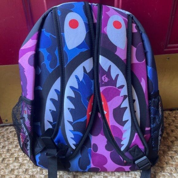 New Shark Teeth Backpacks Travel Daypack Bags For Kids (Blue Purple) - Picture 7 of 10